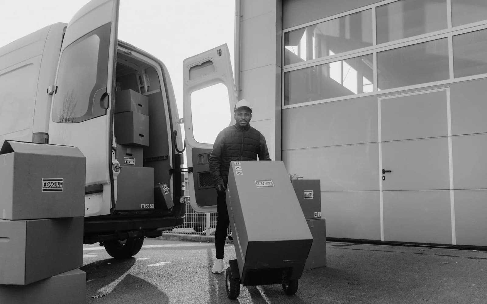 Un espacio de almacén con estanterías, cajas y embalajes de productos