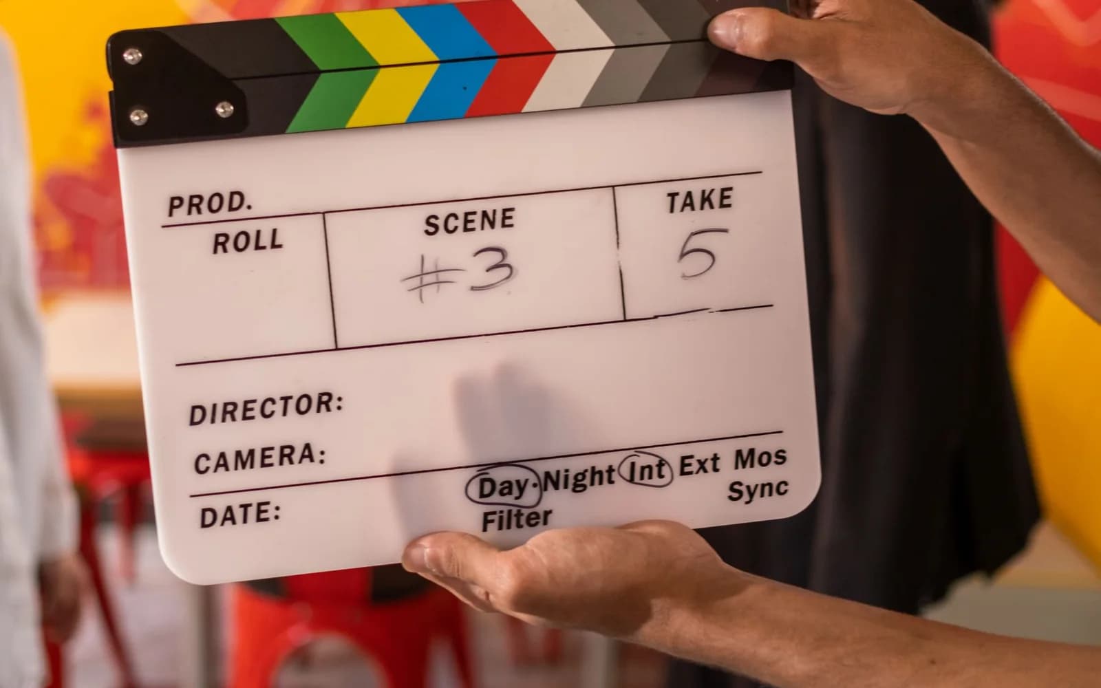 Editorial photograph: Clapperboard on a Movie Plan