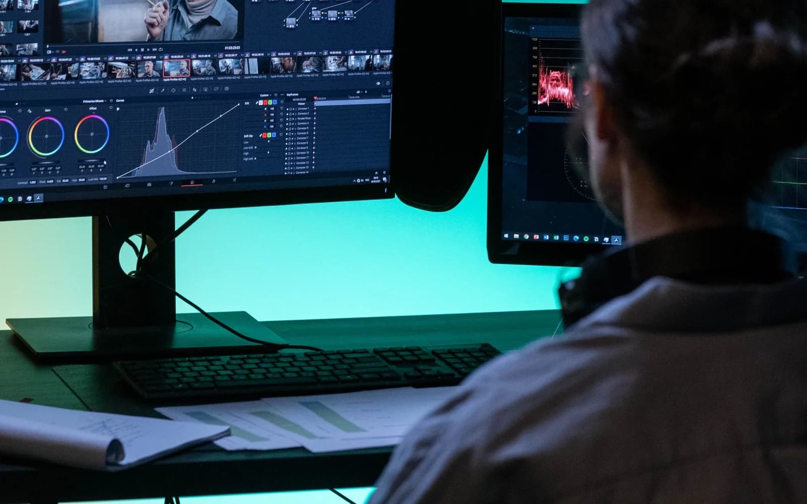 Editorial photograph: Backview of a Female Editor working on a Computer