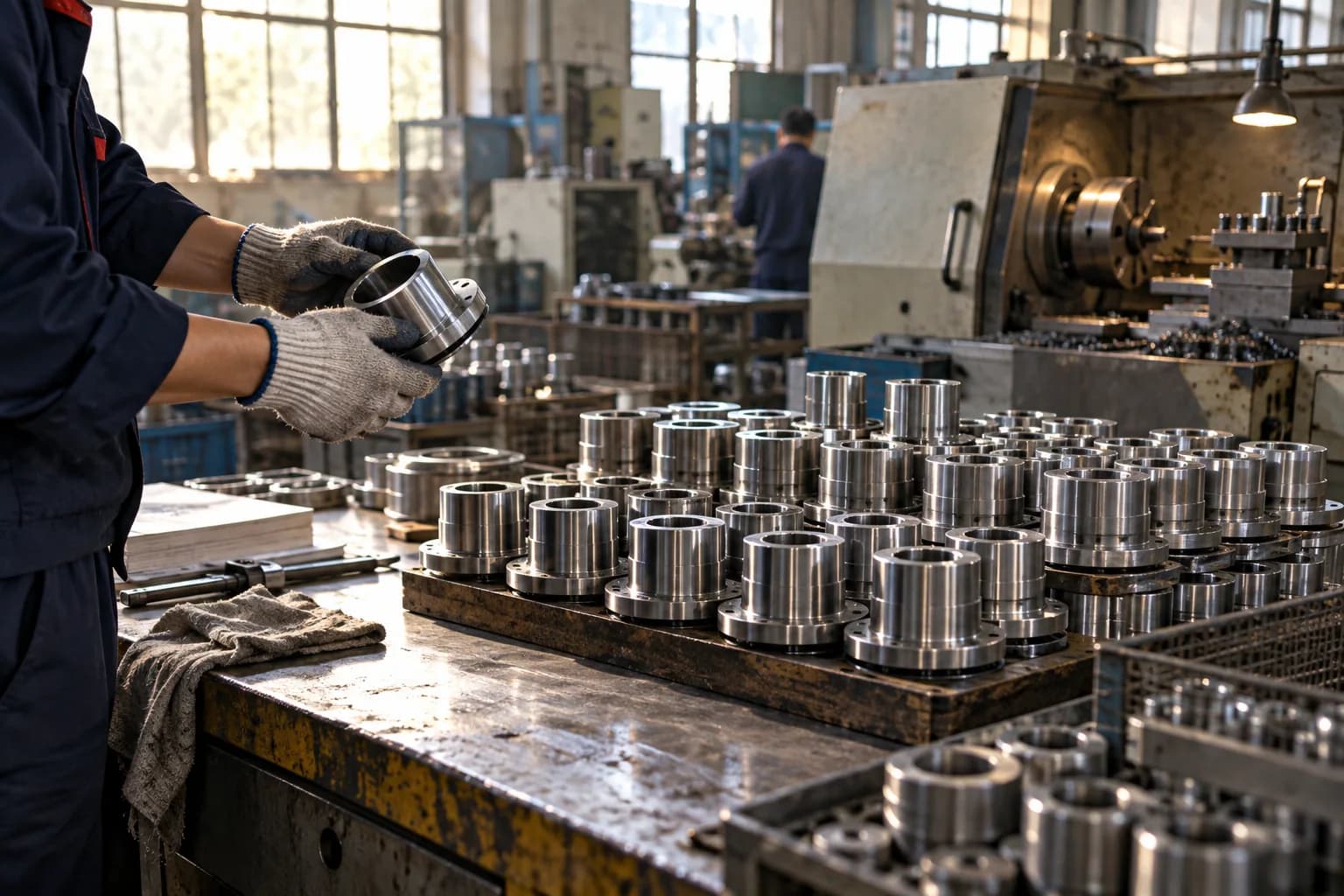 AI-assisted editorial illustration of anonymous hands working with unbranded components in a generic Chinese workshop; conceptual image, not a photograph of a surveyed factory