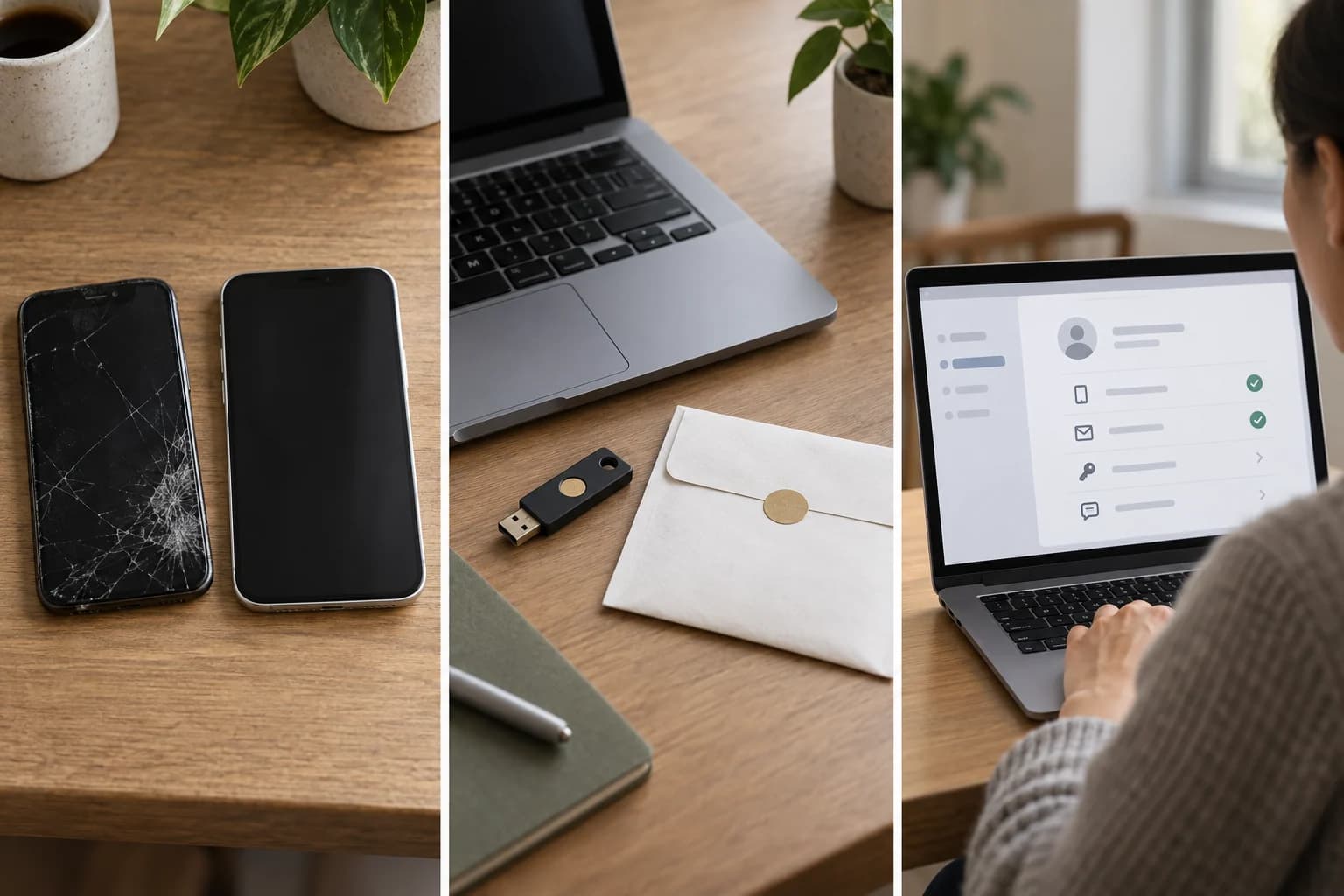A damaged phone, a spare security key and account recovery preparation