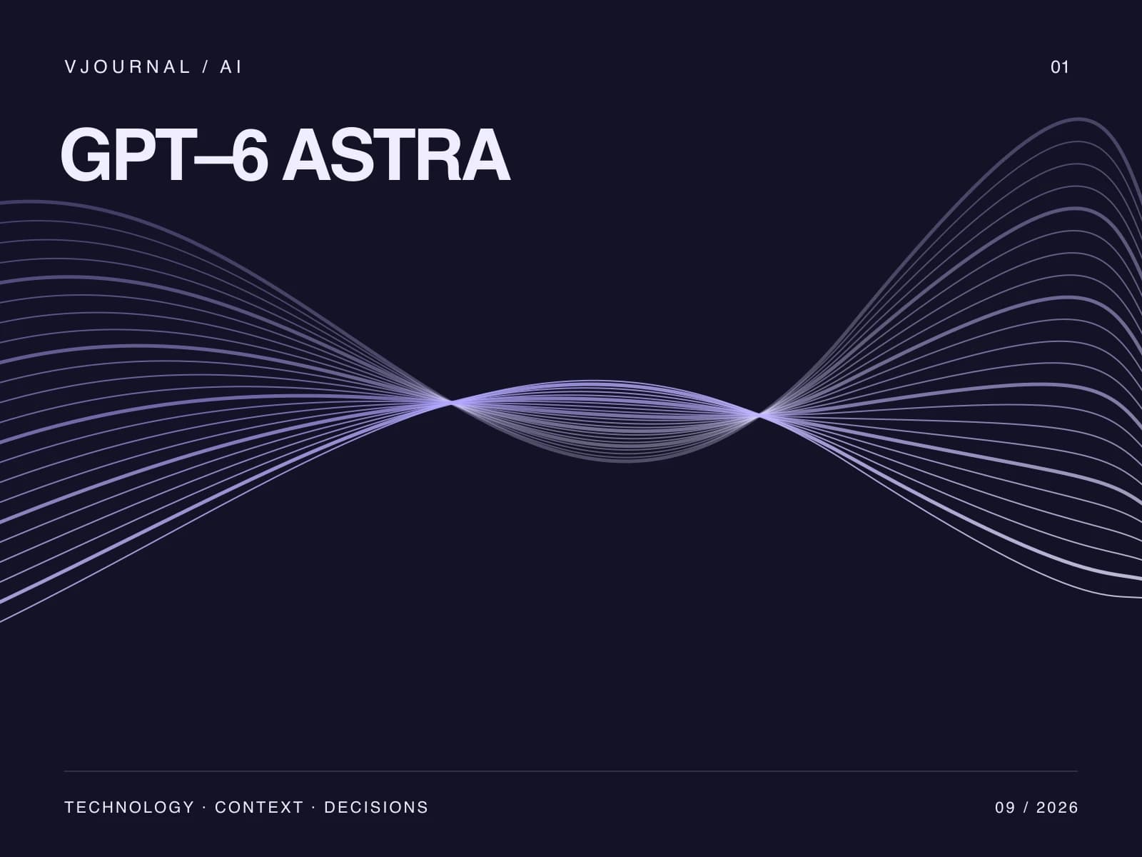 Indigo editorial illustration with converging curves and the GPT-6 Astra title