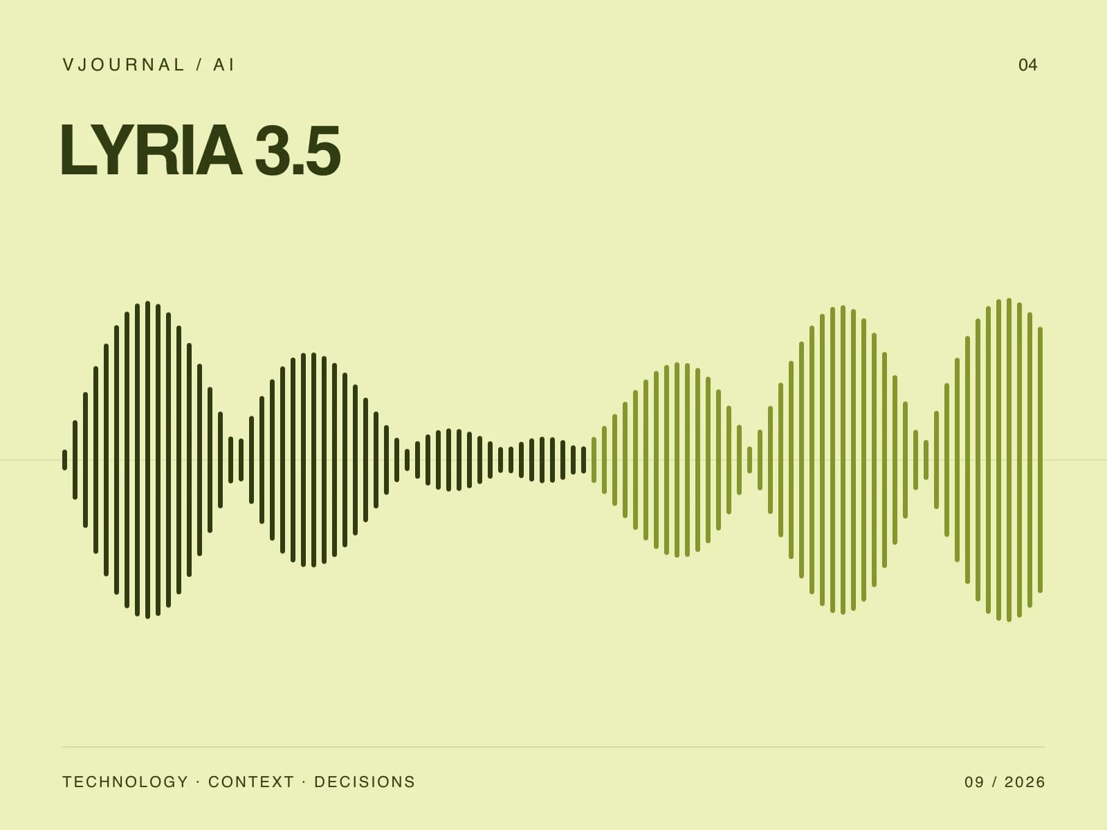 Lime editorial illustration of a sound wave with the Lyria 3.5 title