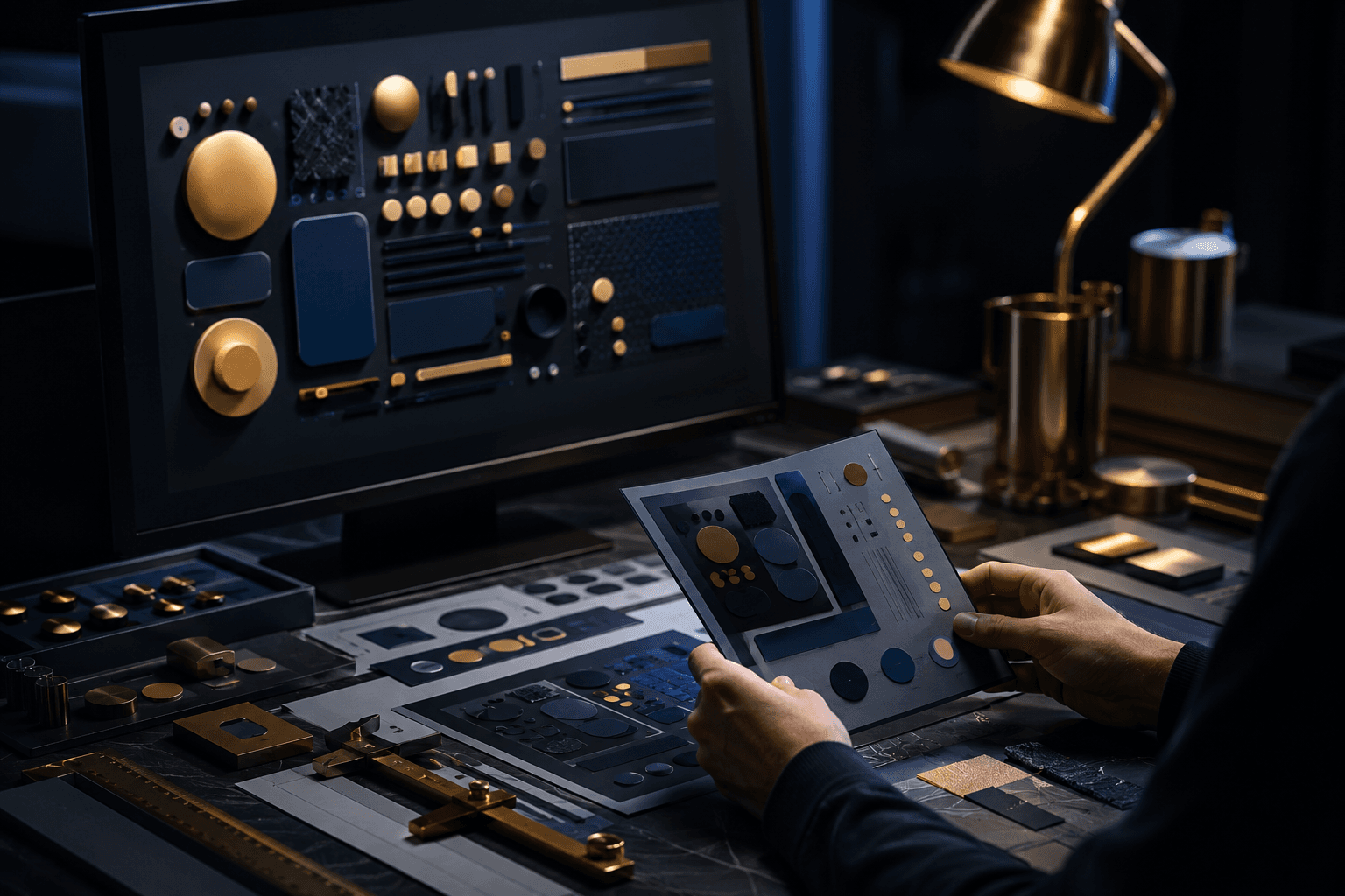 VITON13 conceptual editorial illustration accompanying Designing a premium digital system without making every screen decorative