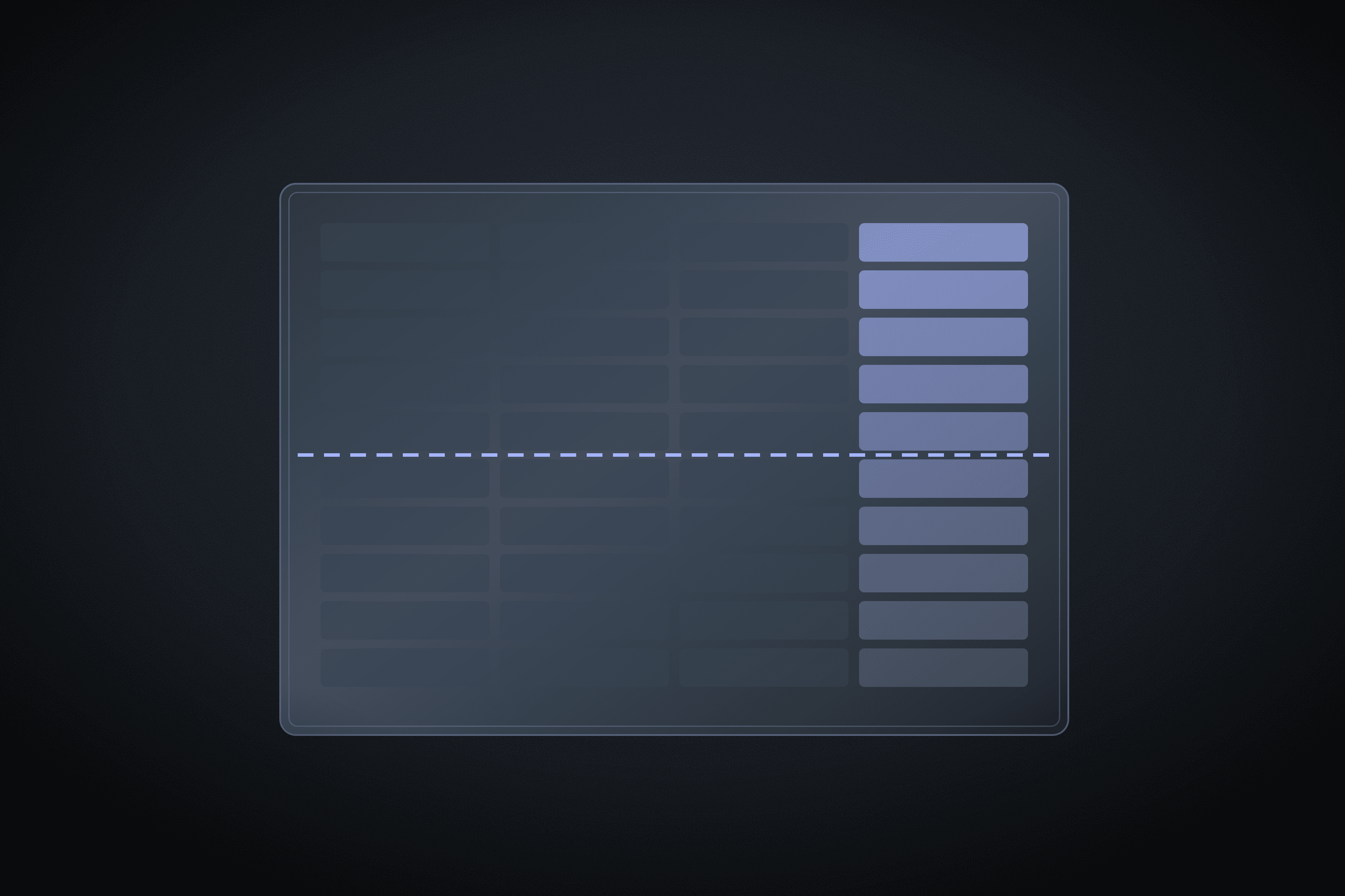 Standings grid with a dashed cut-off line across it