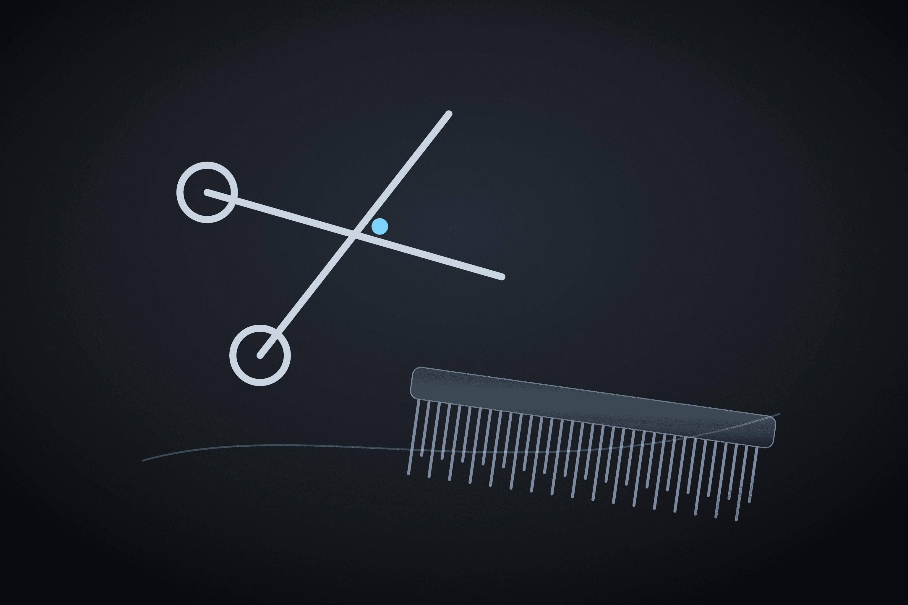 Flat lay illustration of hairdressing shears and a cutting comb