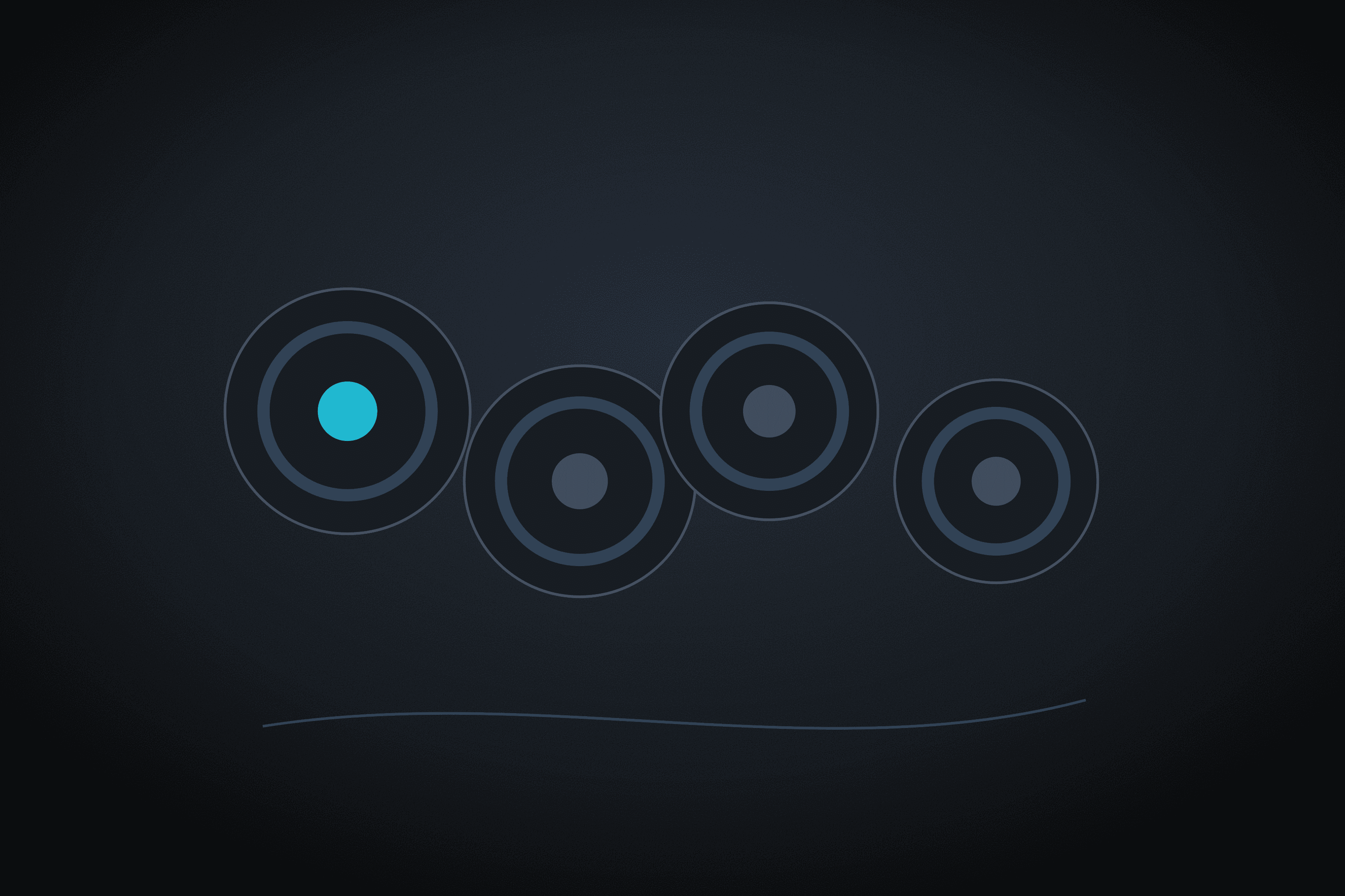 Row of vinyl records with one highlighted label