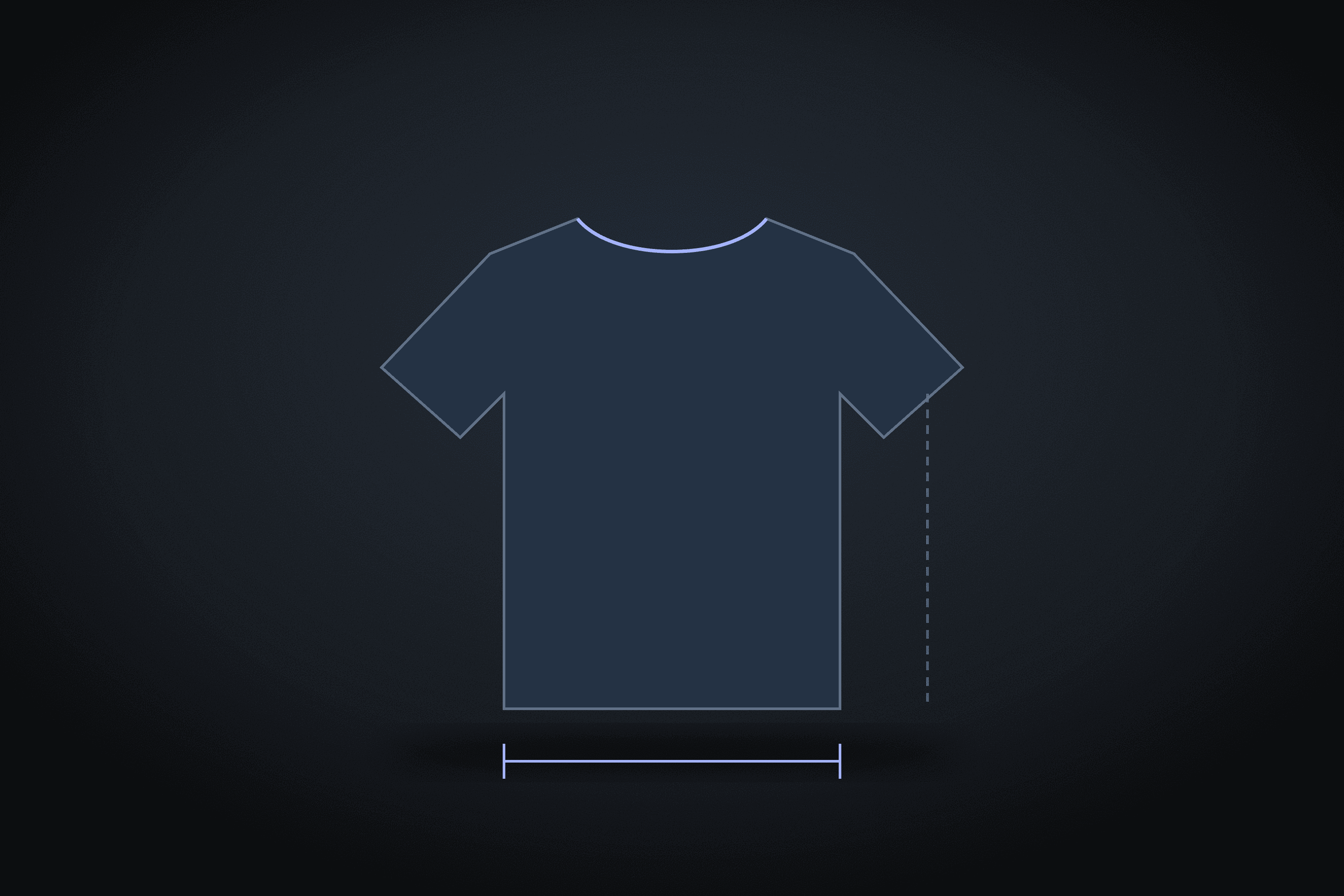 Flat T-shirt with width and length measurement lines