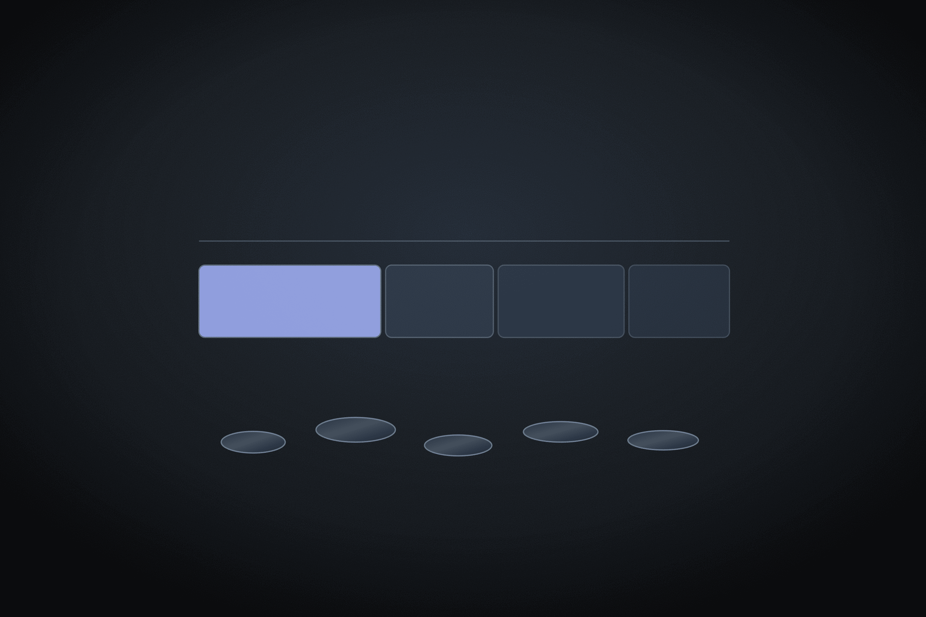 Horizontal bar split into segments above a row of coins