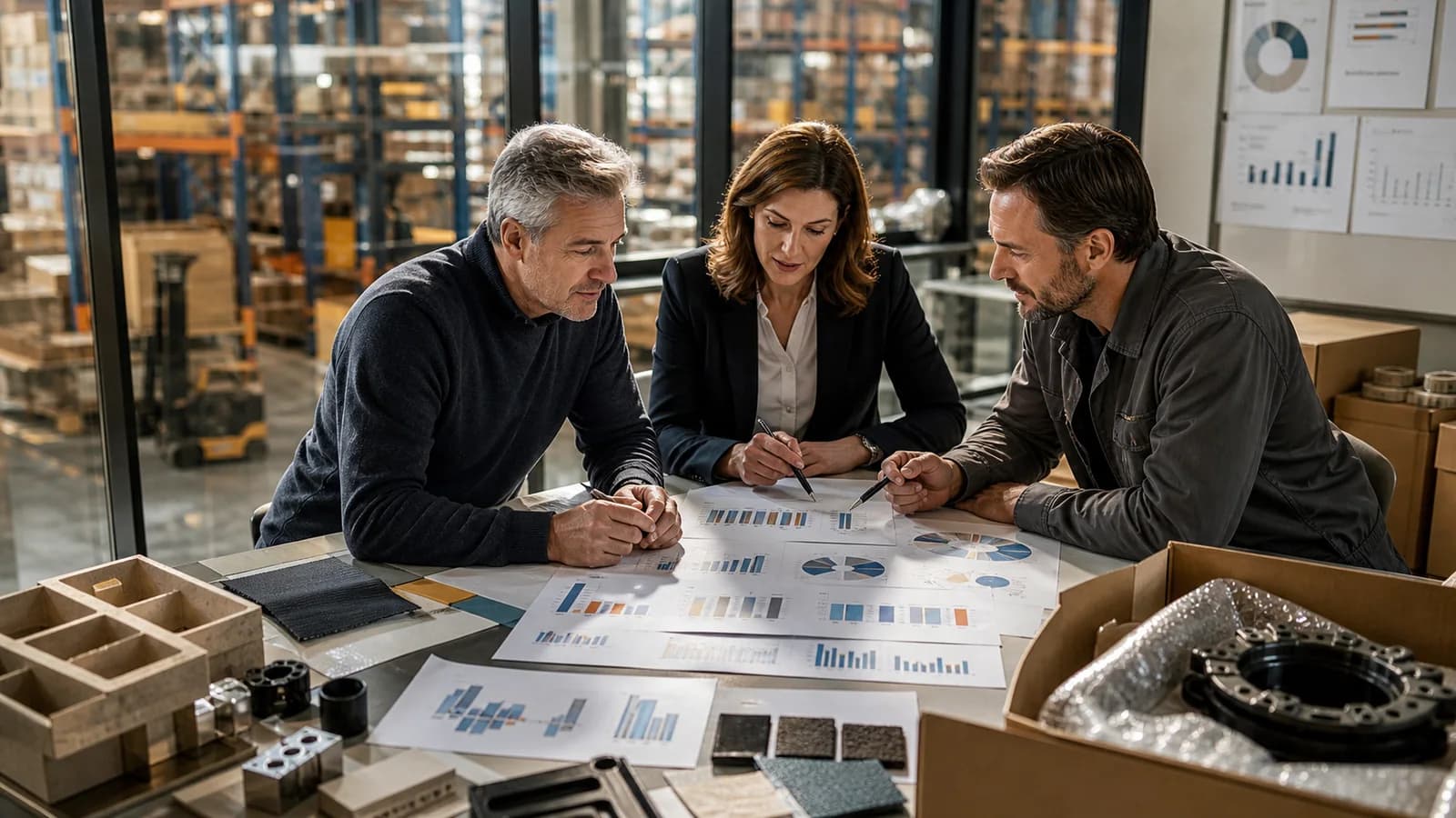 Finance team comparing official central-bank dates on a restrained planning wall