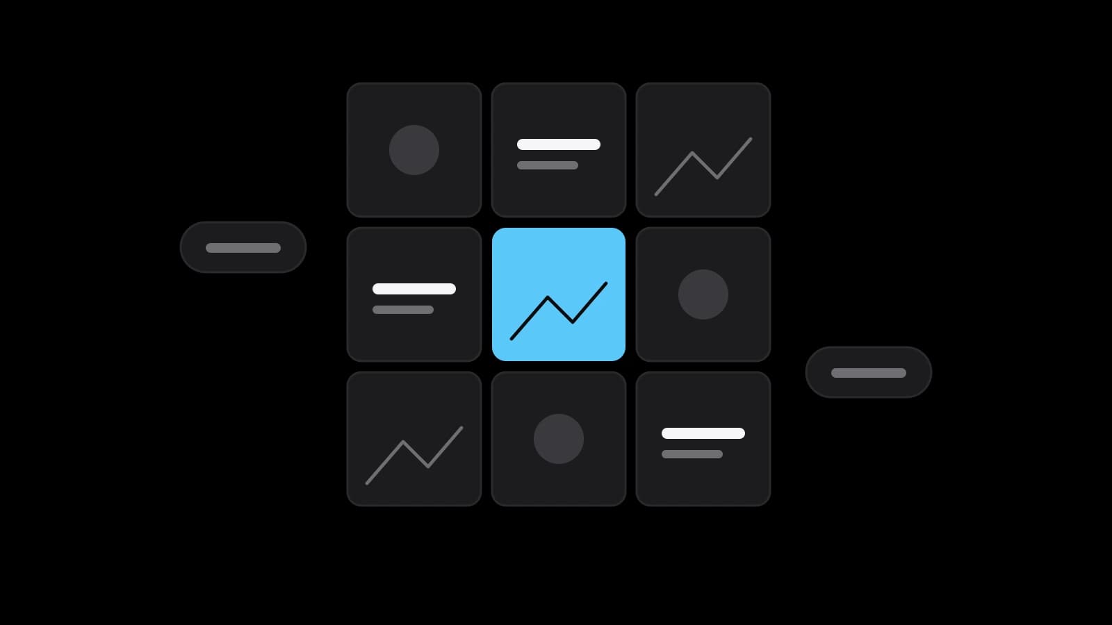 Drawn cover: a three-by-three grid of post tiles mixing photos, text and charts, with the centre tile in sky blue