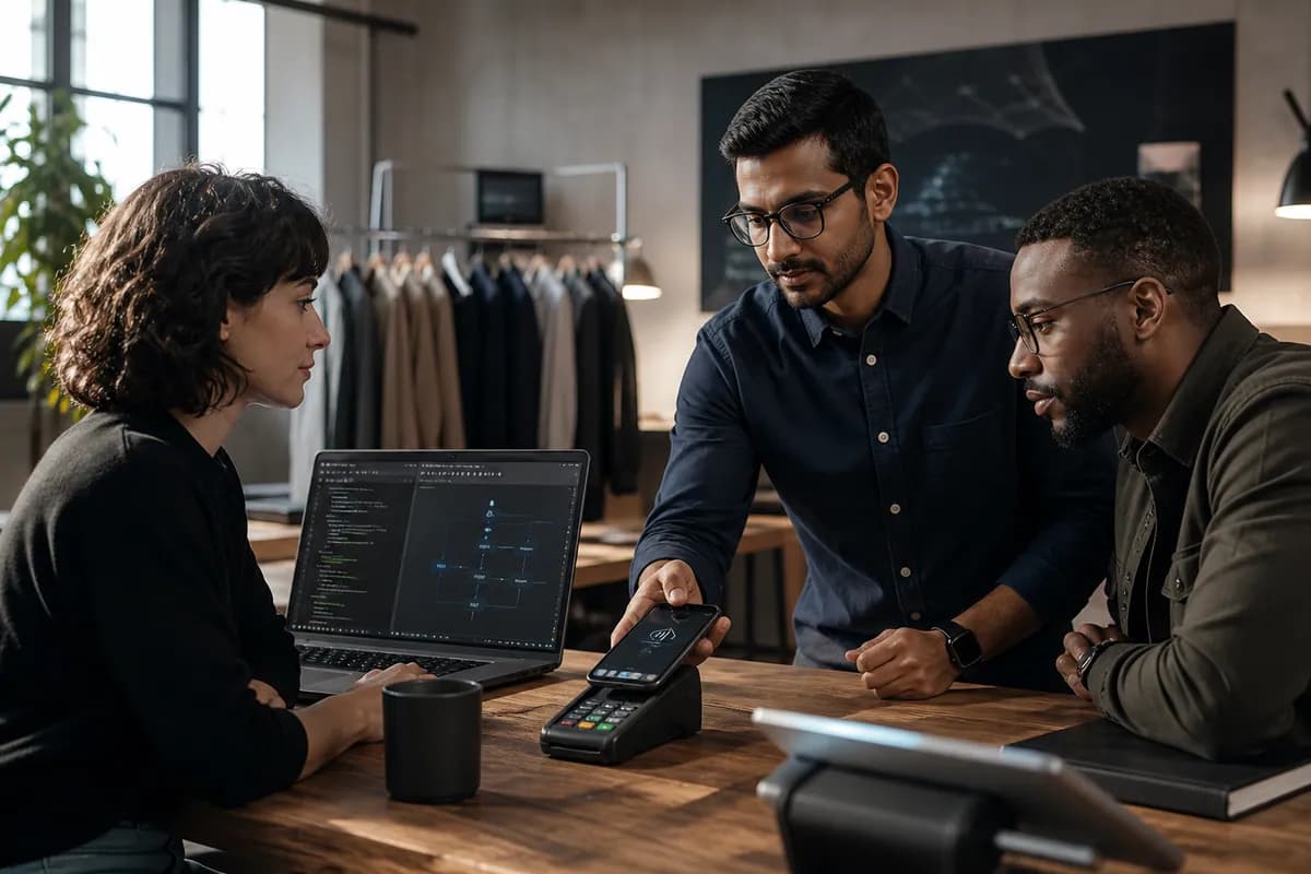 A secure digital payment integration represented by connected transaction and verification surfaces