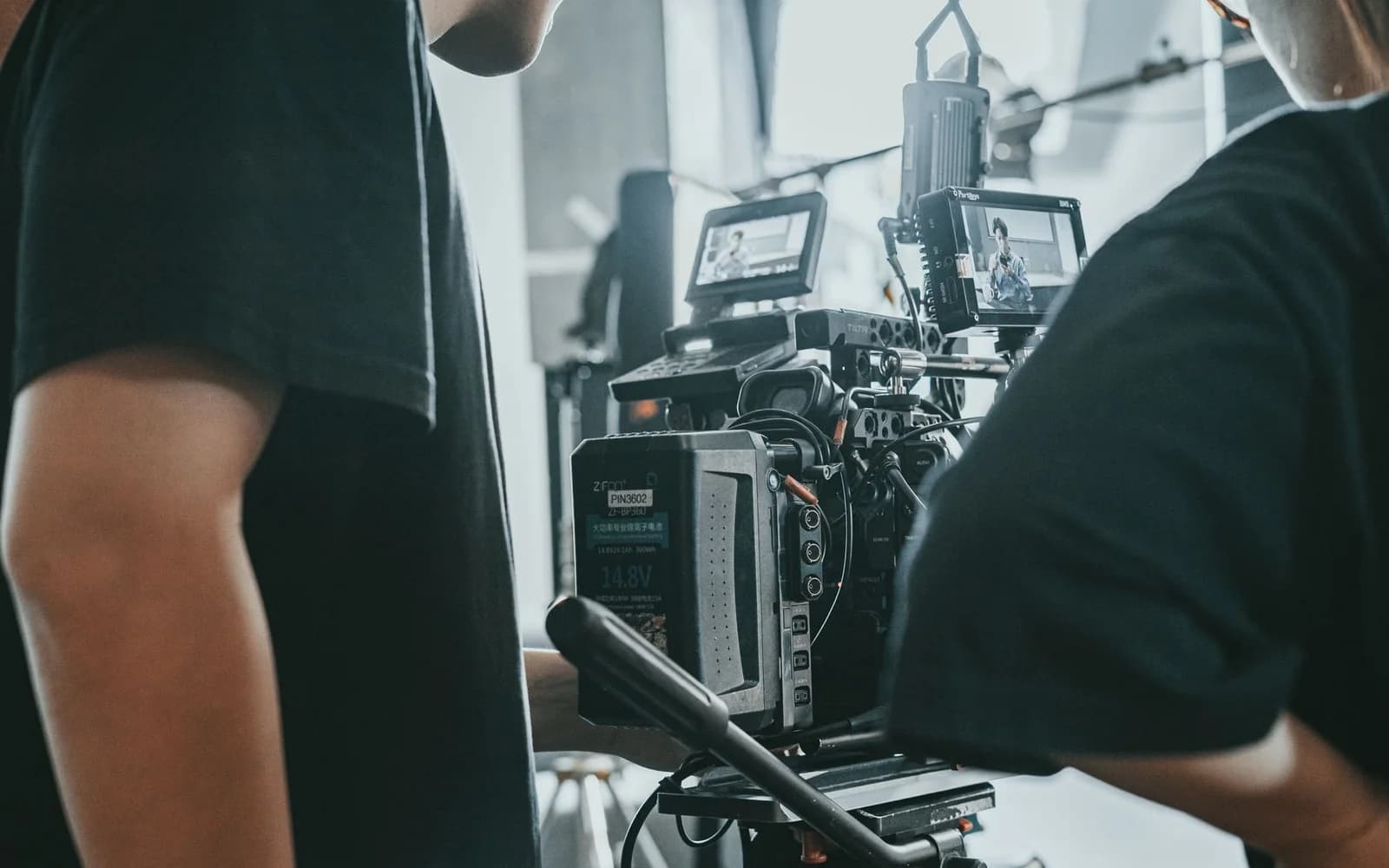 Editorial photograph: Close-up of Operators with Professional Camera Equipment