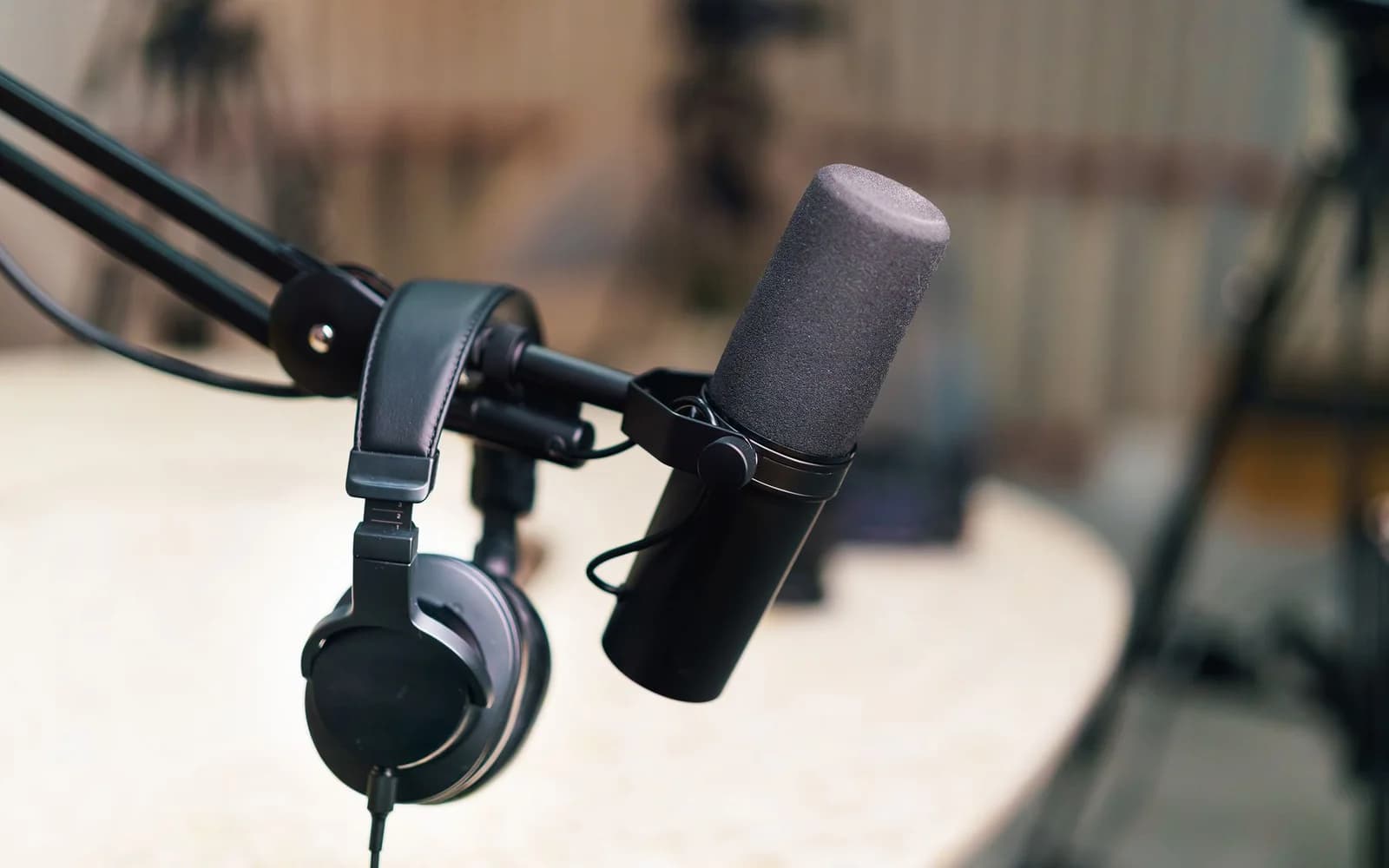 Editorial photograph: Professional Podcast Microphone in Studio