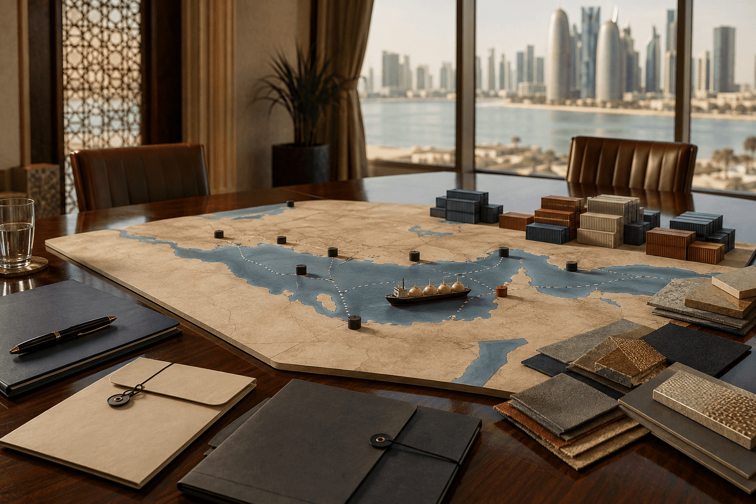 VITON13 conceptual editorial illustration accompanying Witkoff and Kushner in Doha: What the Iran Talks Signal for Business and Brand Strategy
